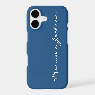 Blue Plain Elegant Minimalist Calligraphy iPhone 17 Case