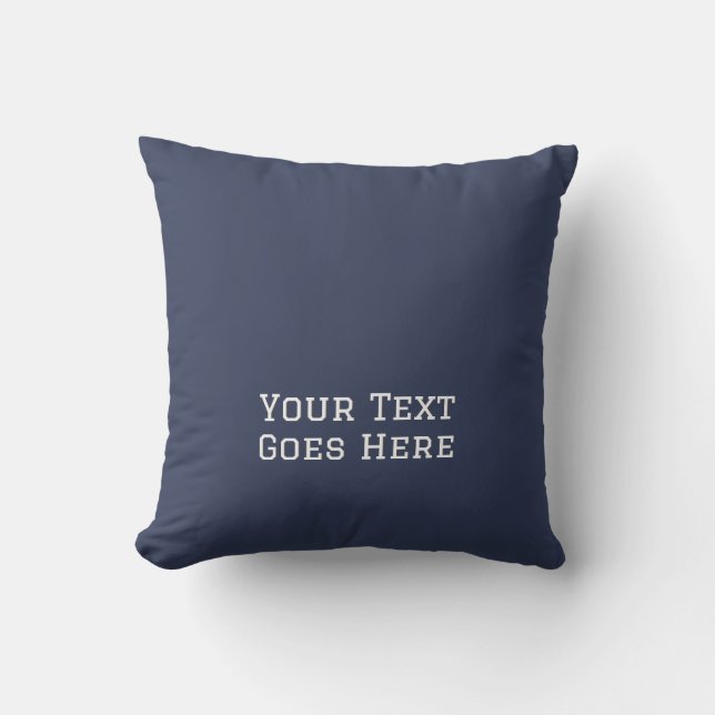 Blue Plain Elegant Minimalist Calligraphy Throw Pillow (Front)