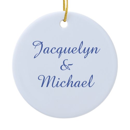 Blue Plain Elegant Modern Calligraphy Name Ceramic Ornament