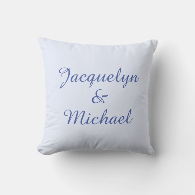 Blue Plain Elegant Modern Calligraphy Name Throw Pillow (Front)