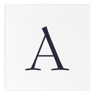Blue Plain Elegant Modern Monogram Initial Acrylic Print