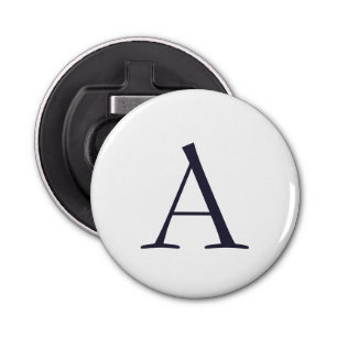 Blue Plain Elegant Modern Monogram Initial Bottle Opener