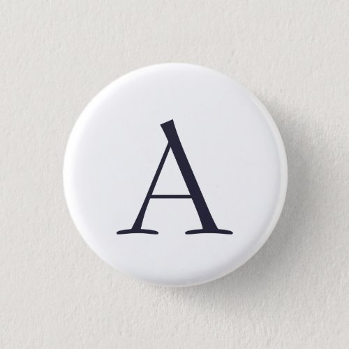 Blue Plain Elegant Modern Monogram Initial Button