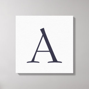 Blue Plain Elegant Modern Monogram Initial Canvas Print