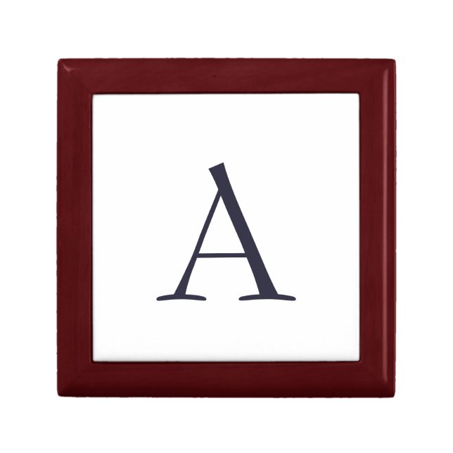 Blue Plain Elegant Modern Monogram Initial Gift Box (Front)