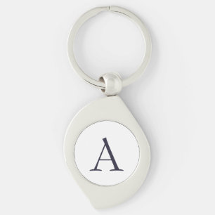 Blue Plain Elegant Modern Monogram Initial Keychain
