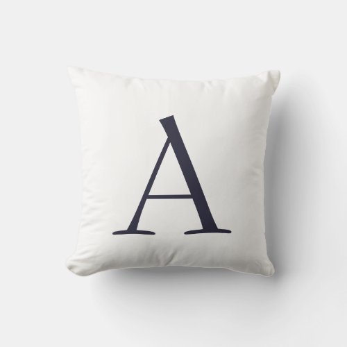 Blue Plain Elegant Modern Monogram Initial Throw Pillow