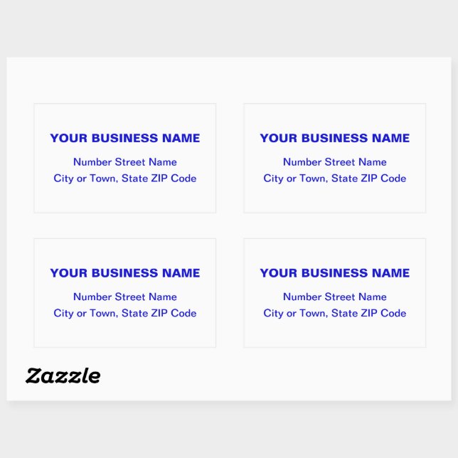 Blue Plain Texts Business Address on White Rectangular Sticker (Sheet)