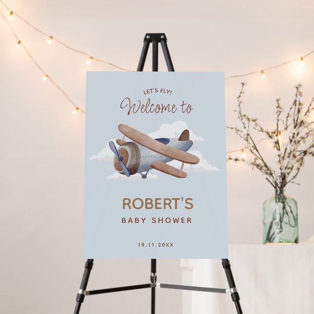 Blue Plane Birthday, Time Flies Airplane Foam Board (In Situ (Stand))