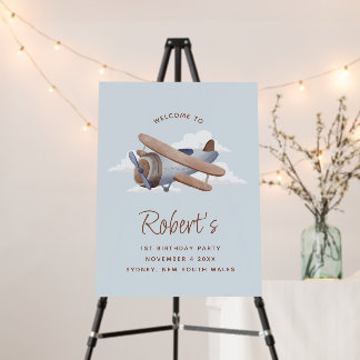 Blue Plane Birthday, Time Flies Airplane Welcome Foam Board