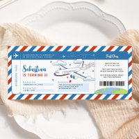 Blue Plane Boarding Pass Birthday Ticket