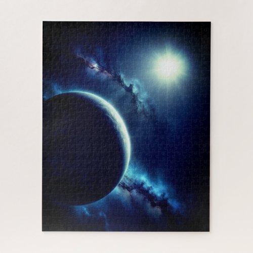 Blue Planet Blue Galaxy Poster Jigsaw Puzzle