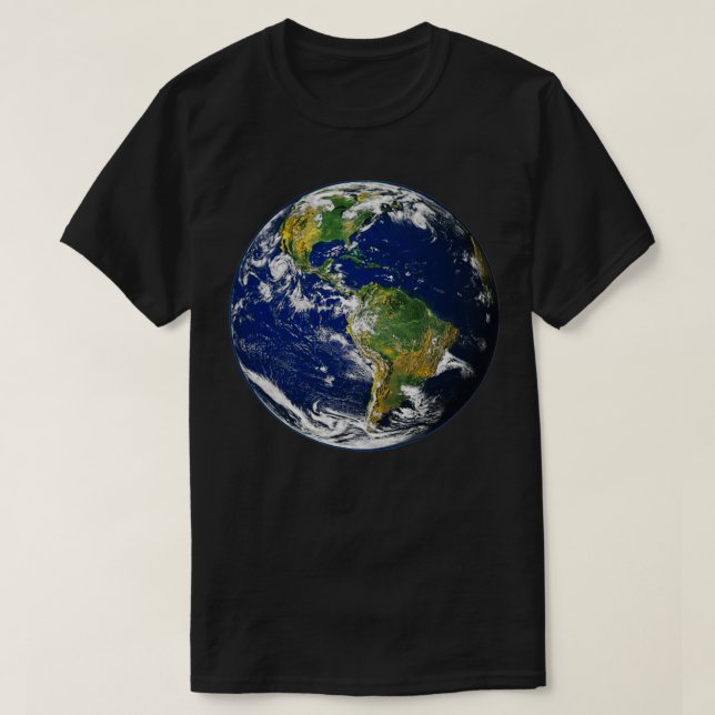 Blue Planet Earth From Space T-Shirt (Design Front)