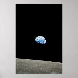 blue planet from moon space poster