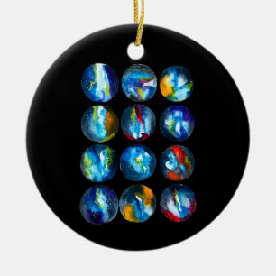 Blue planet nebula galaxy watercolor ceramic ornament