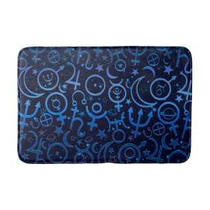 Blue Planetary Symbols Mystical Universe Planets Bath Mat