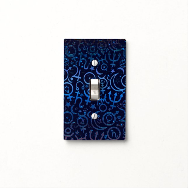 Blue Planetary Symbols Mystical Universe Planets Light Switch Cover (In Situ)