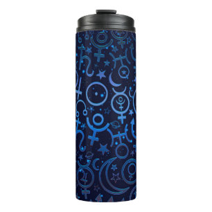 Blue Planetary Symbols Mystical Universe Planets Thermal Tumbler