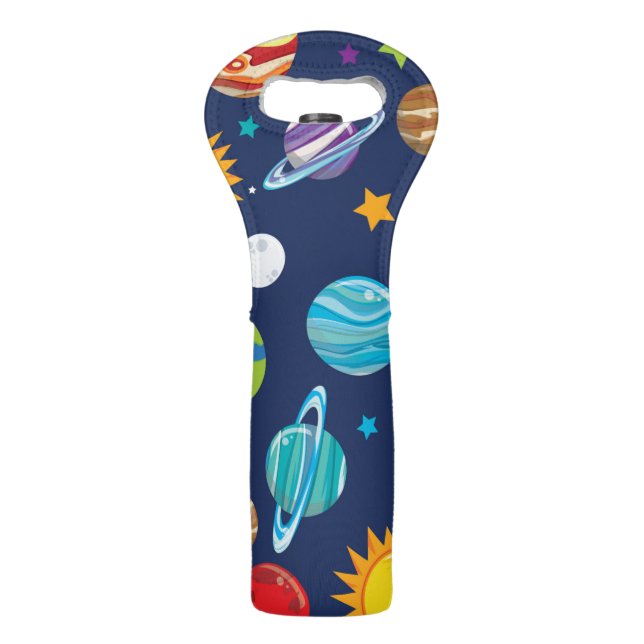 Blue Planets and Galaxy Wine Bag (Front)