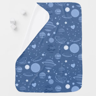Blue planets fleece baby blanket