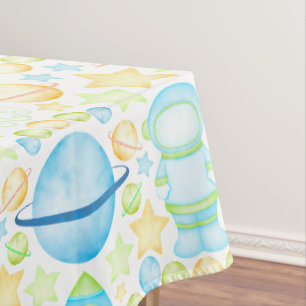 Blue Planets Outer Space Astronaut Tablecloth