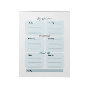 Blue Planner Schedule Weekly  Notepad