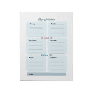 Blue Planner Schedule Weekly Notepad