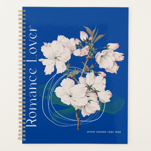 Blue Planner with white flowers