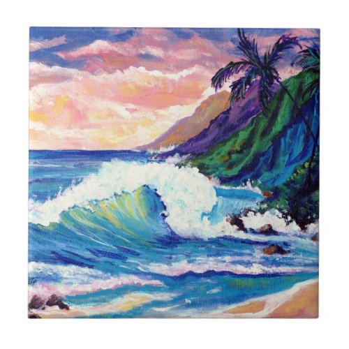 Blue Plantation Cottage at the Beach Ceramic Tile