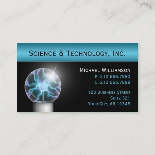 Blue Plasma Ball Science Business Cards