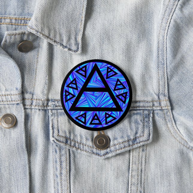 Blue Platos Air Symbol Triad Button Badge (In Situ)