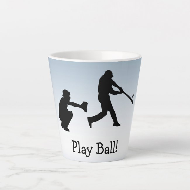 Blue Play Ball Baseball Latte Mug