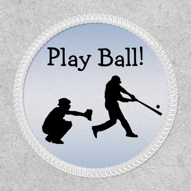 Blue Play Ball Baseball Sports Patch