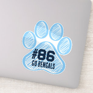 Blue Player # Pawprint Pride Sticker