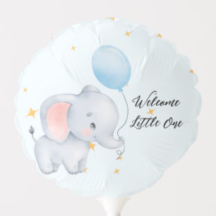 Blue Playful Elephants Baby Shower Balloon