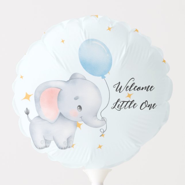 Blue Playful Elephants Baby Shower Balloon (Front)