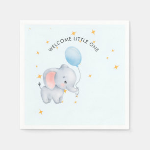 Blue Playful Elephants Baby Shower Napkins