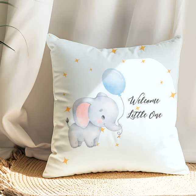 Blue Playful Elephants Baby Shower Throw Pillow (Creator Uploaded)
