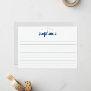 Blue Playful Script, Lined Large Flat Note Card