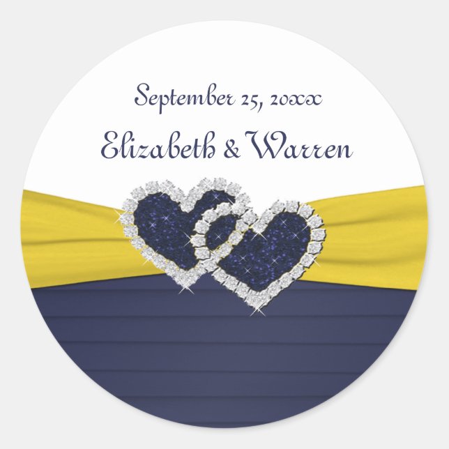 Blue pleats and Diamond Hearts Round Sticker (Front)