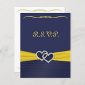 Blue Pleats and Diamond Hearts RSVP Card (Front/Back)