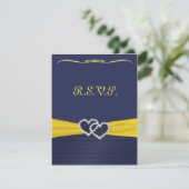 Blue Pleats and Diamond Hearts RSVP Card (Standing Front)