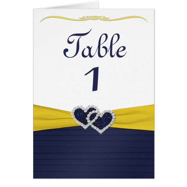 Blue Pleats and Diamond Hearts Table card (Front)