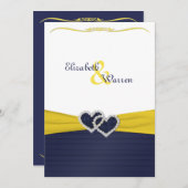 Blue Pleats and Diamond Hearts Wedding Invitation (Front/Back)