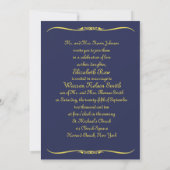 Blue Pleats and Diamond Hearts Wedding Invitation (Back)