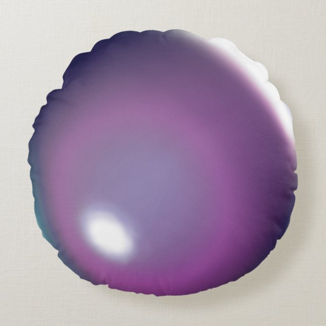 Blue & Plum Bubble Balloon Round Pillow (Front)