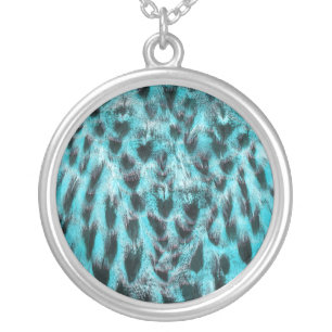 Blue plumage - cool feather design silver plated necklace