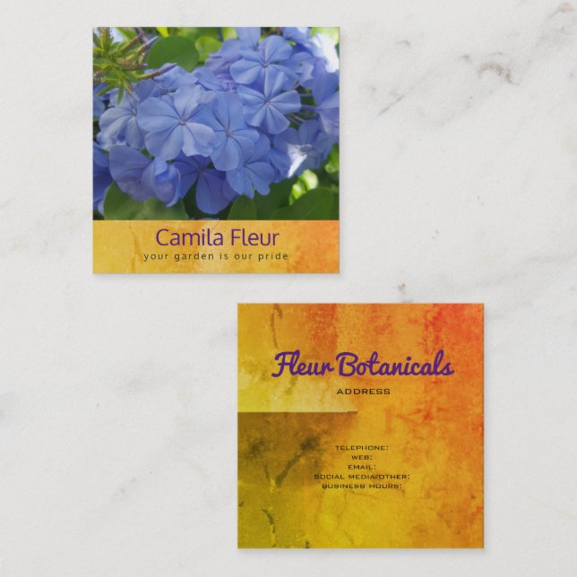 Blue plumbago botanical business card (Front/Back)