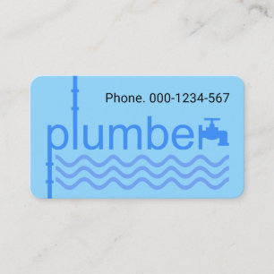 Blue Plumber Faucet Pipe On Blue Wave Business Card
