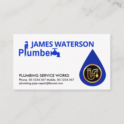 Blue Plumber Signage Waterdrop Business Card